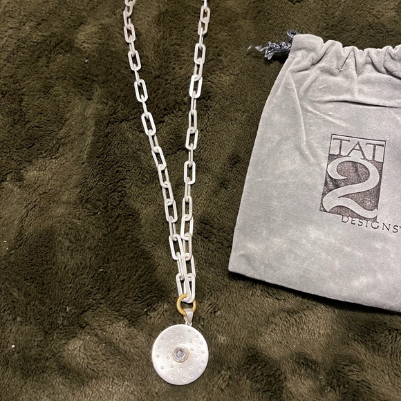 Tat2 Designs brushed silver Rondo link pendant necklace - Picture 9 of 10